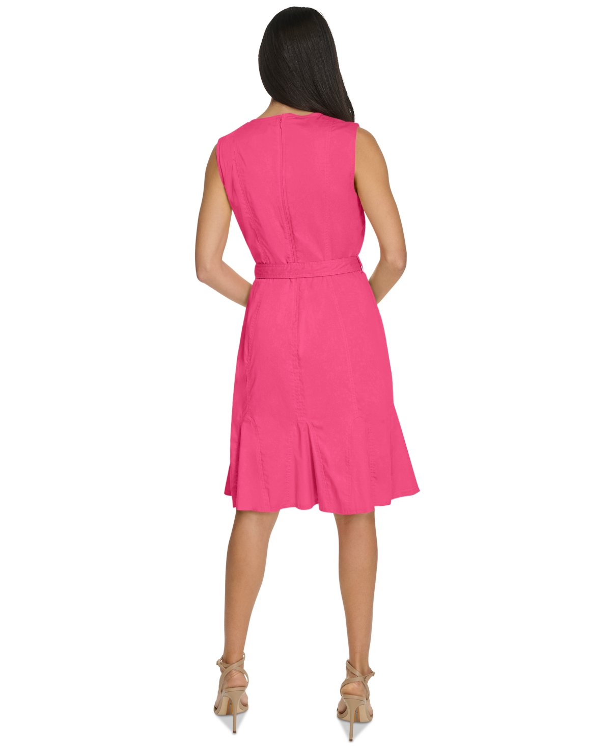 Calvin Klein Women's Sleeveless Belted Sheath Dress In Rosebud