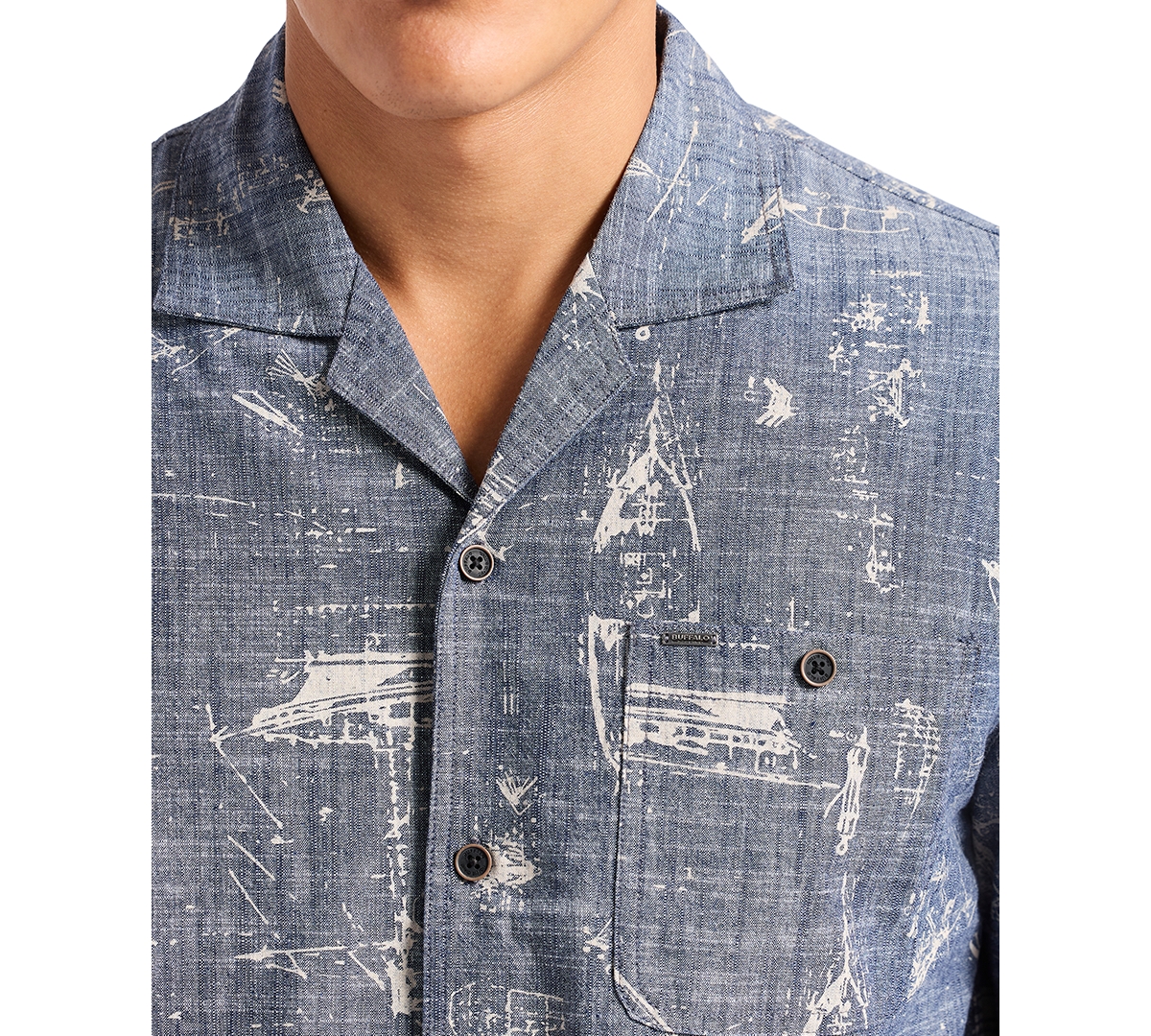 Buffalo David Bitton Men's Sonix Relaxed-fit Nautical-print Button-down Camp Shirt