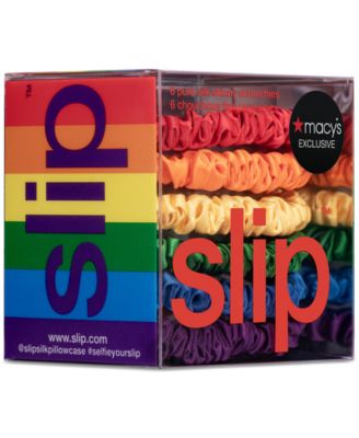 6-Pc. Rainbow Pure Silk Skinny Scrunchies, Exclusively at Macy's
