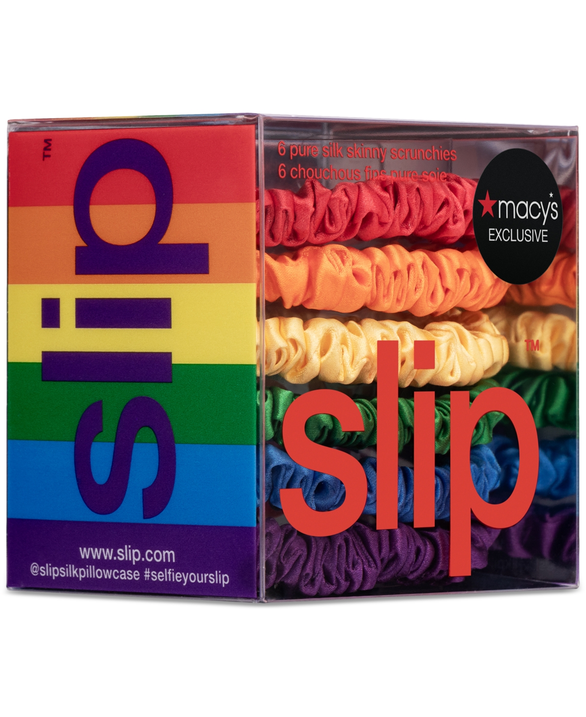 SLIP 6-PC. RAINBOW PURE SILK SKINNY SCRUNCHIES, EXCLUSIVELY AT MACY'S 
