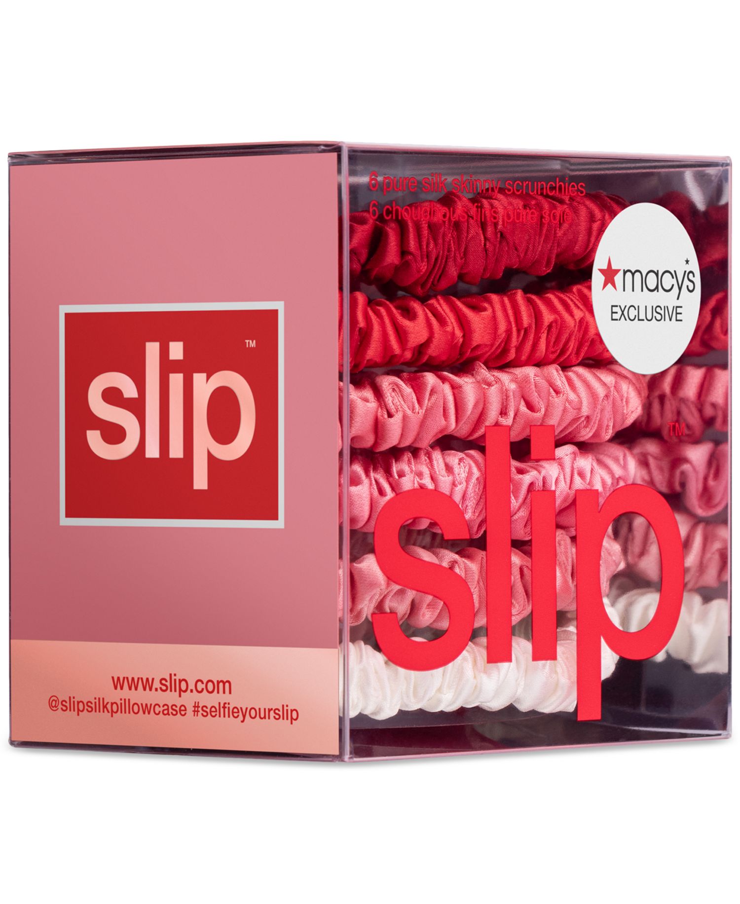 6-Pc. Strawberry Sundae Pure Silk Skinny Scrunchies Set
