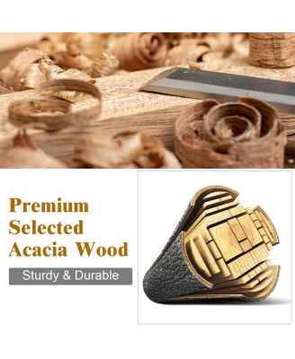 8PCS Patio Furniture Set Acacia Wood Thick Cushion Loveseat Sofa