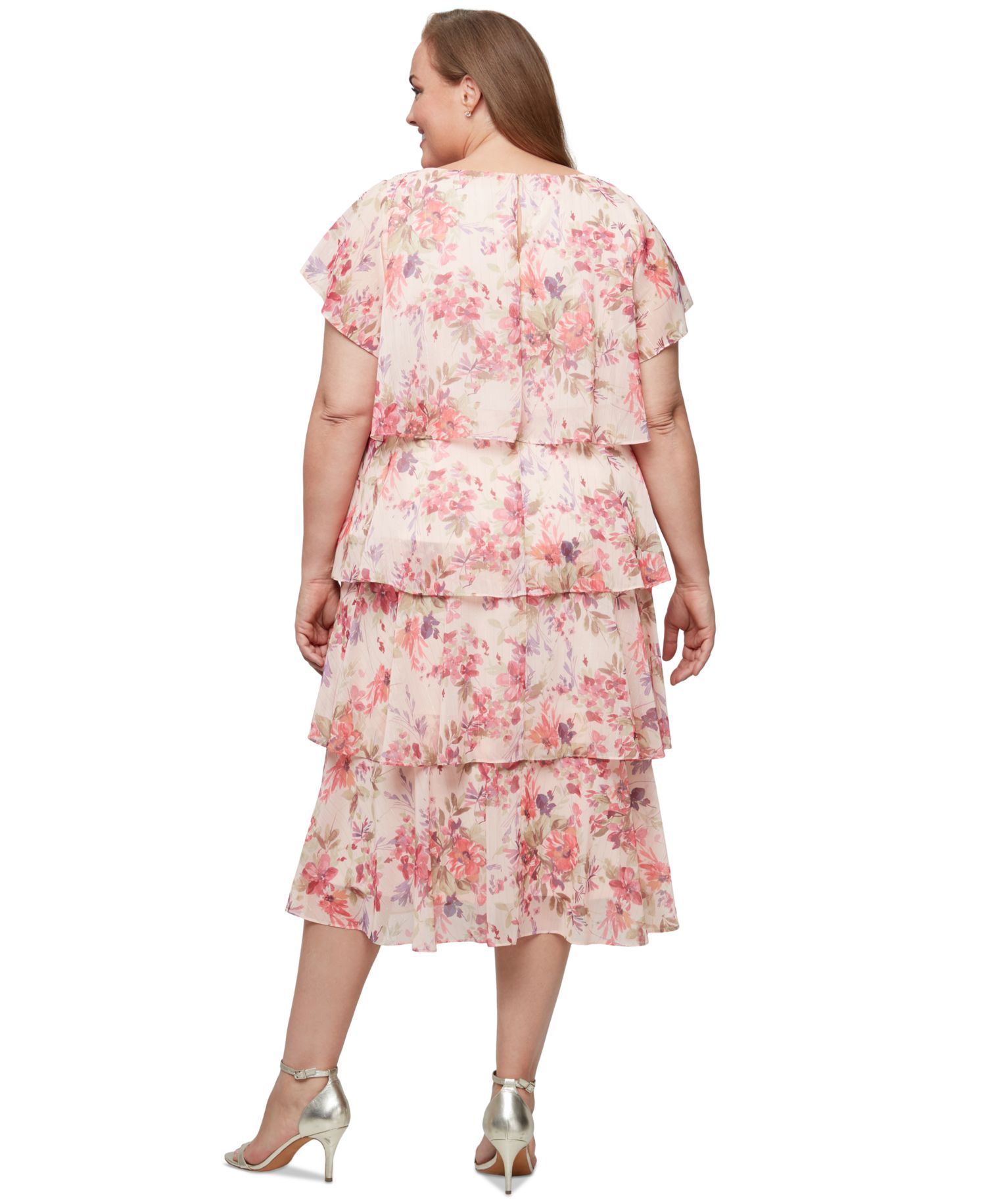 Plus Size Floral-Print Tiered Dress