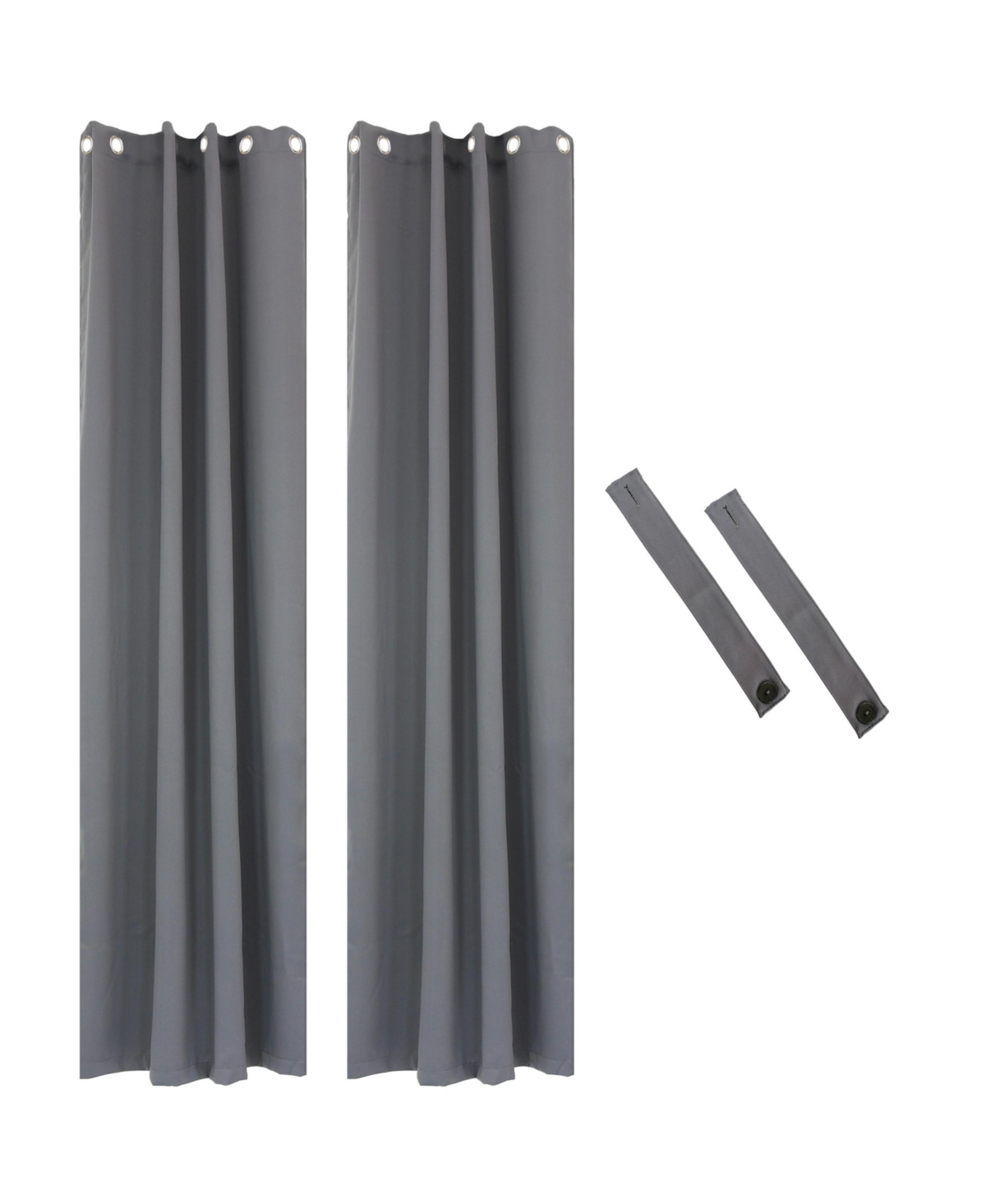 51.5 x 120-Inch Indoor/Outdoor Blackout Curtains with Grommet Top - - Includes Tiebacks - Blue - Set of 2 - Gray
