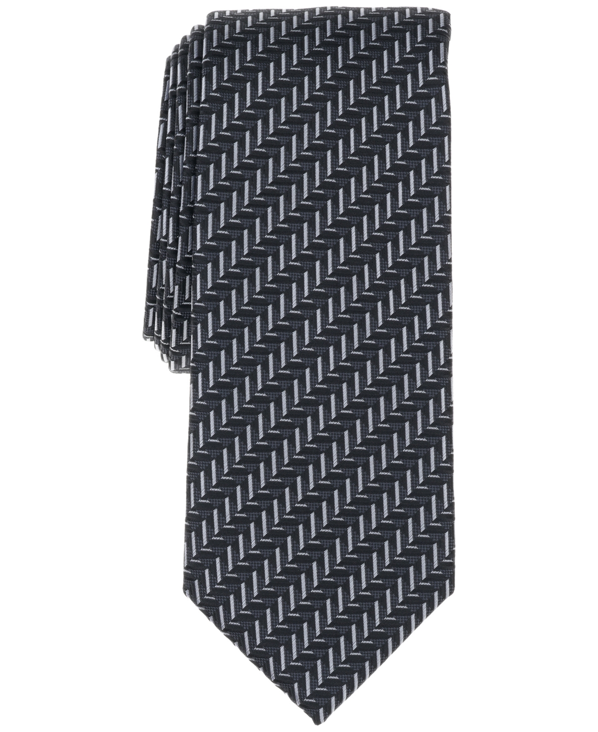Men's Chad Herringbone Tie, Exclusively at Macy's - Black