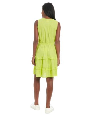 Women's Surplice-Neck Sleeveless Tiered Dress