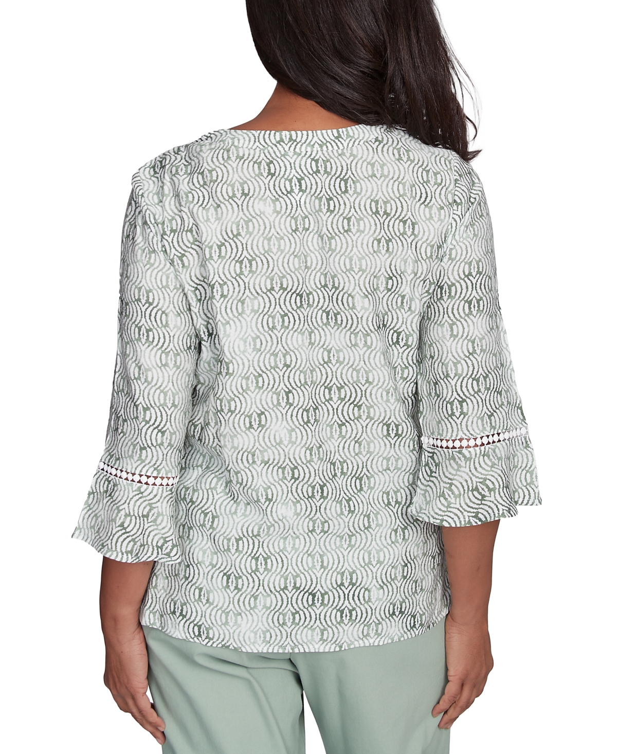 Alfred Dunner Petite Santa Fe Embroidered Flare-sleeve Top
