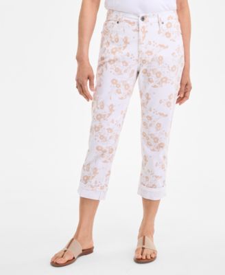 Style & Co - Women's Floral-Print Cuffed Capri Jeans