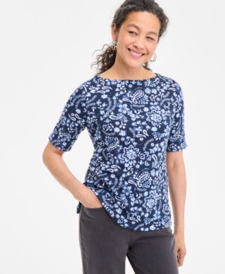 Style & Co - Women's Paisley-Print Elbow-Sleeve Top, Exclusively at Macy's