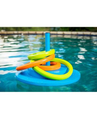 Floating Foam Ring Toss Swimming Pool Game with 4 Rings, Orange