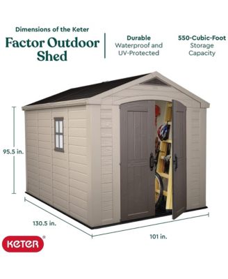 211203 Factor 8 x 11 All Weather Resistant Outdoor Storage Shed, Taupe