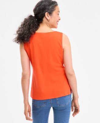 売れ筋商品|||スタイルアンドコー カットソー トップス レディース Women's Cotton Boat-Neck Sleeveless Top, Created for Macy's Atomic Orange Style & Co Women's Cotton Boat-Neck Sleeveless Top, Created