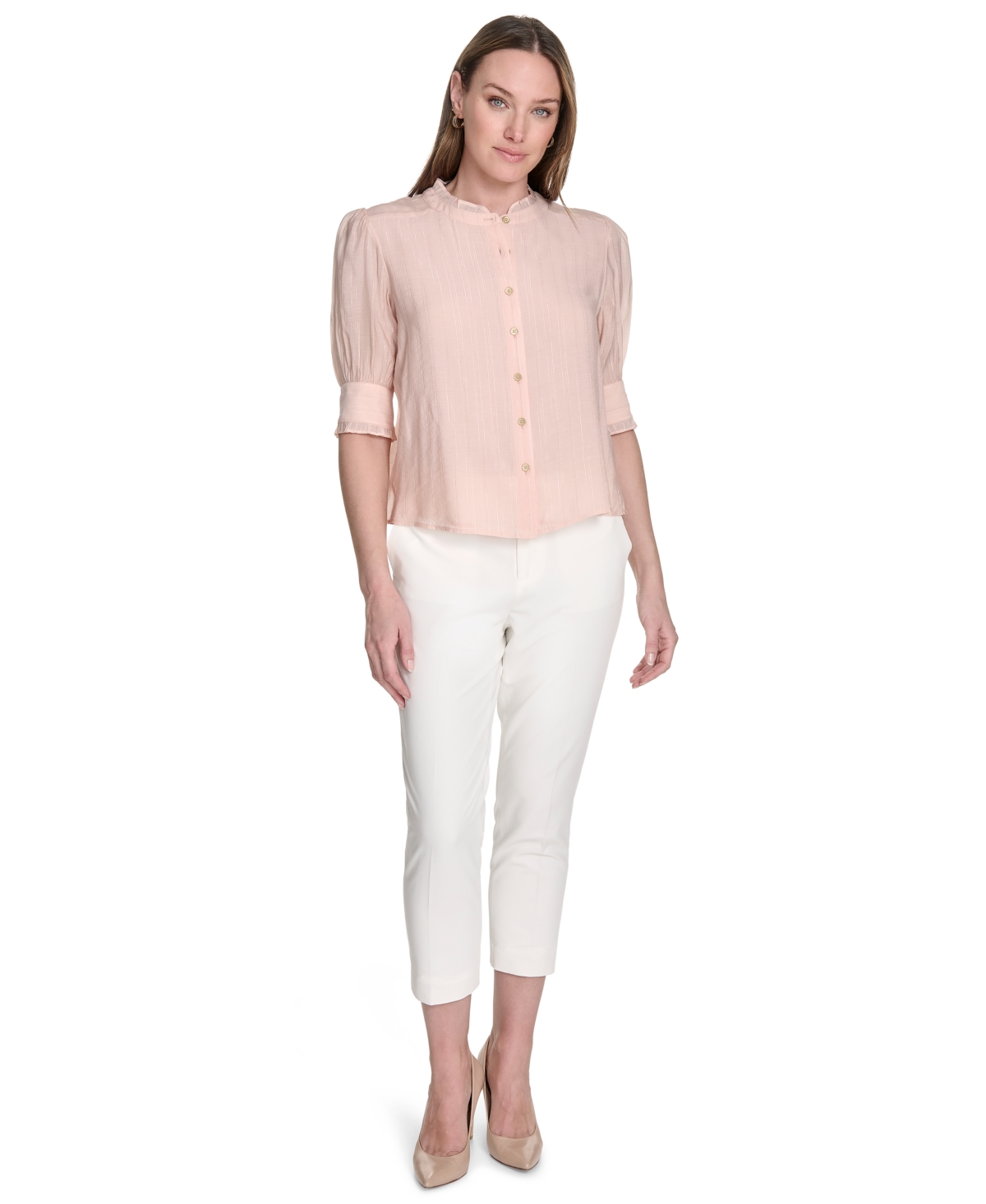 Tommy Hilfiger Women's Lurex Stripe Button-front Shirt