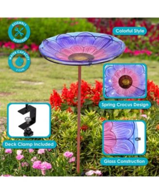Glass Bird Bath with Deck-Mount or Stake Option