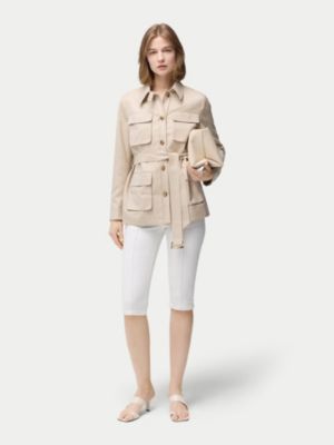 Women's Belted Cashmere Safari Jacket Taupe