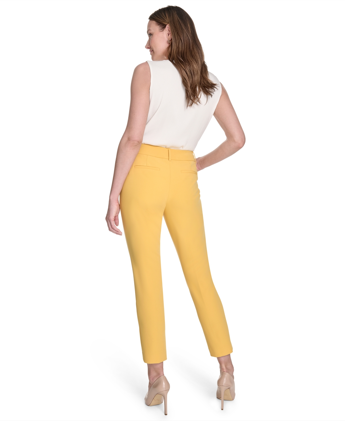 Tommy Hilfiger Womens Ruffle Front Button Up Blouse Open Front Jacket Mid Rise Ankle Pants
