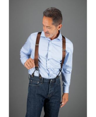 Men's Dutton Solid Color Silk Button End Suspenders