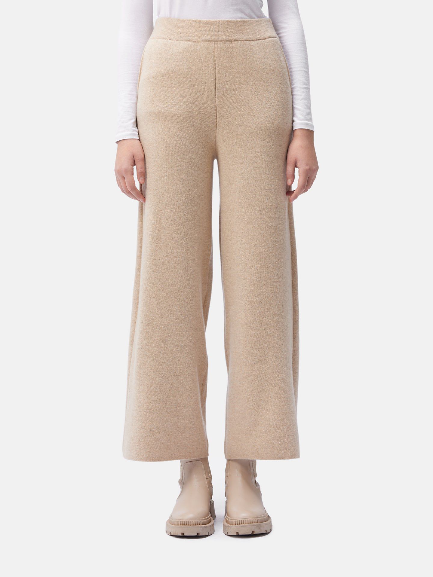 Женские брюки Gobi Cashmere Organic Color Cashmere Wide-Leg, цвет: Нейтральный — фото 1