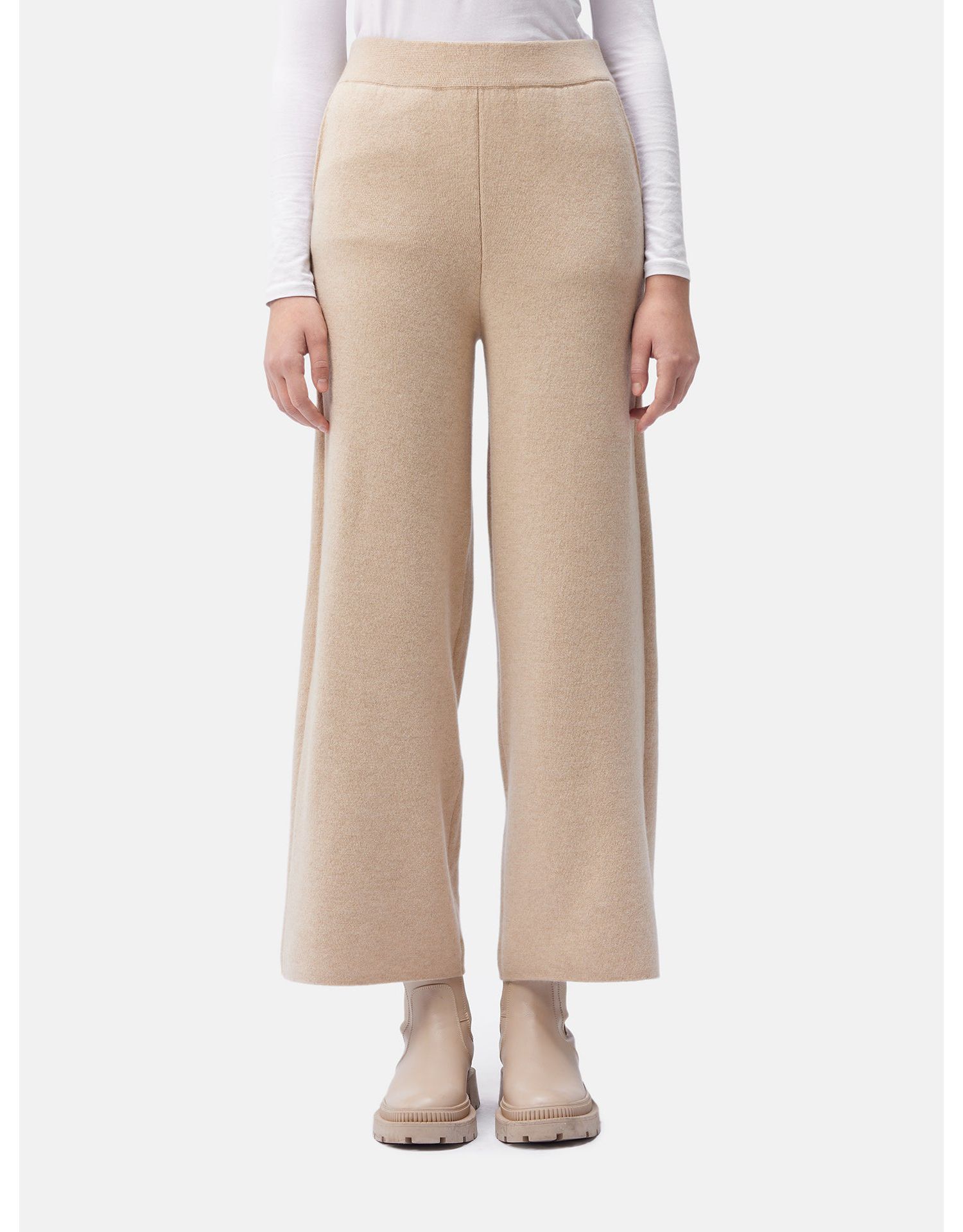 Women's Organic Color Cashmere Wide-Leg Pants