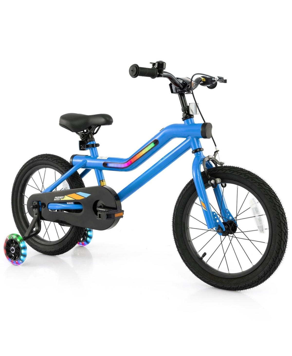 16-Inch Kids Bike with Led Lights, Adjustable Seat, and Training Wheels, Lightweight for Ages 4-8 - Blue