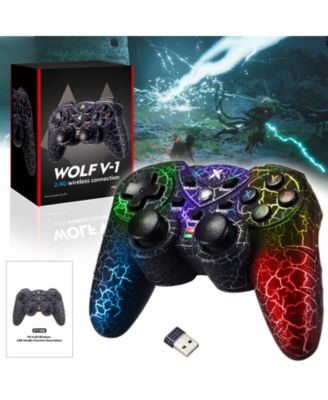 Double vibration Wireless Controller with RGB LED Lights Turbo Function for Windows 7/8/10/11