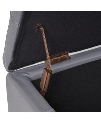 Faux Leather Storage Ottoman Bench with Lift-Top, Padded Seat, and Wooden Legs for Living Room, Bedroom, or Entryway-The Pop Home