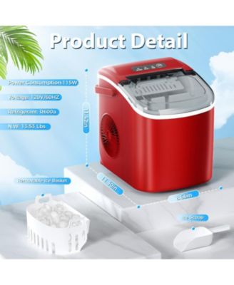 Countertop Ice Maker — Portable, Self-Cleaning, 26.5 lb/24H, 9 Bullet Cubes in 6 Min, Includes Basket & Scoop — Home, Kitchen, Office, Bar, RV