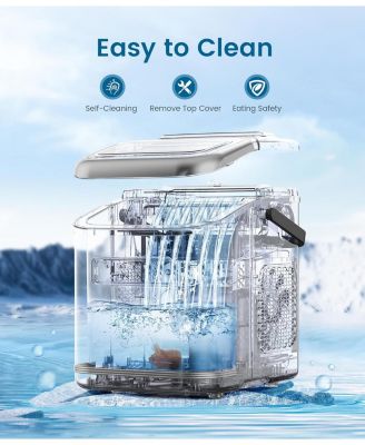 Ice Makers Countertop, Portable Ice Machine with Carry Handle, 26.5lbs/24Hrs, 6Mins/9 Ice Cubes, Self-Cleaning Countertop Ice Maker with Ice Basket/Scoop,for Home Bar Camping RV