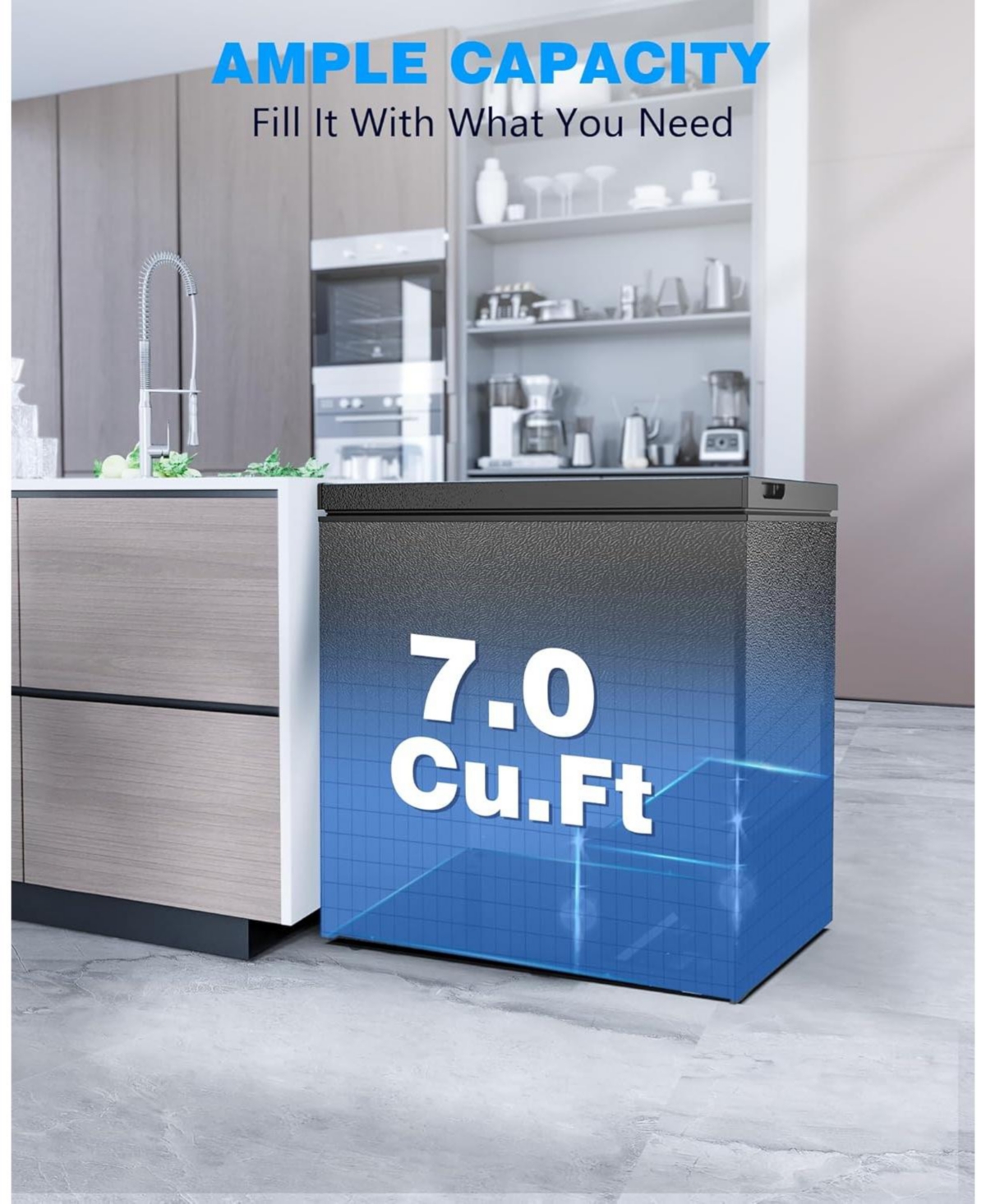 Zafro 7.0 Cu.Ft Chest Freezer with Removable Basket and Bottom Defrost Water Drain Freestanding Top Open Door, Deep Freezer, Mini Freezer with Adjusta