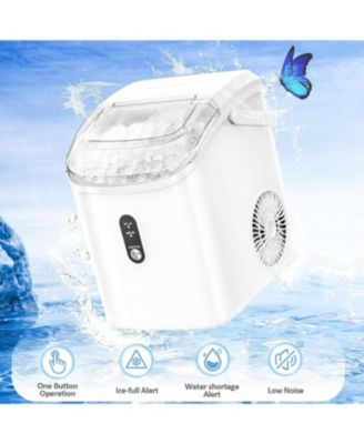 Countertop Nugget Ice Maker, Portable Pebble Ice Machine, 34 lbs/24H, Soft Chewable Ice, Self-Cleaning, One-Touch Operation