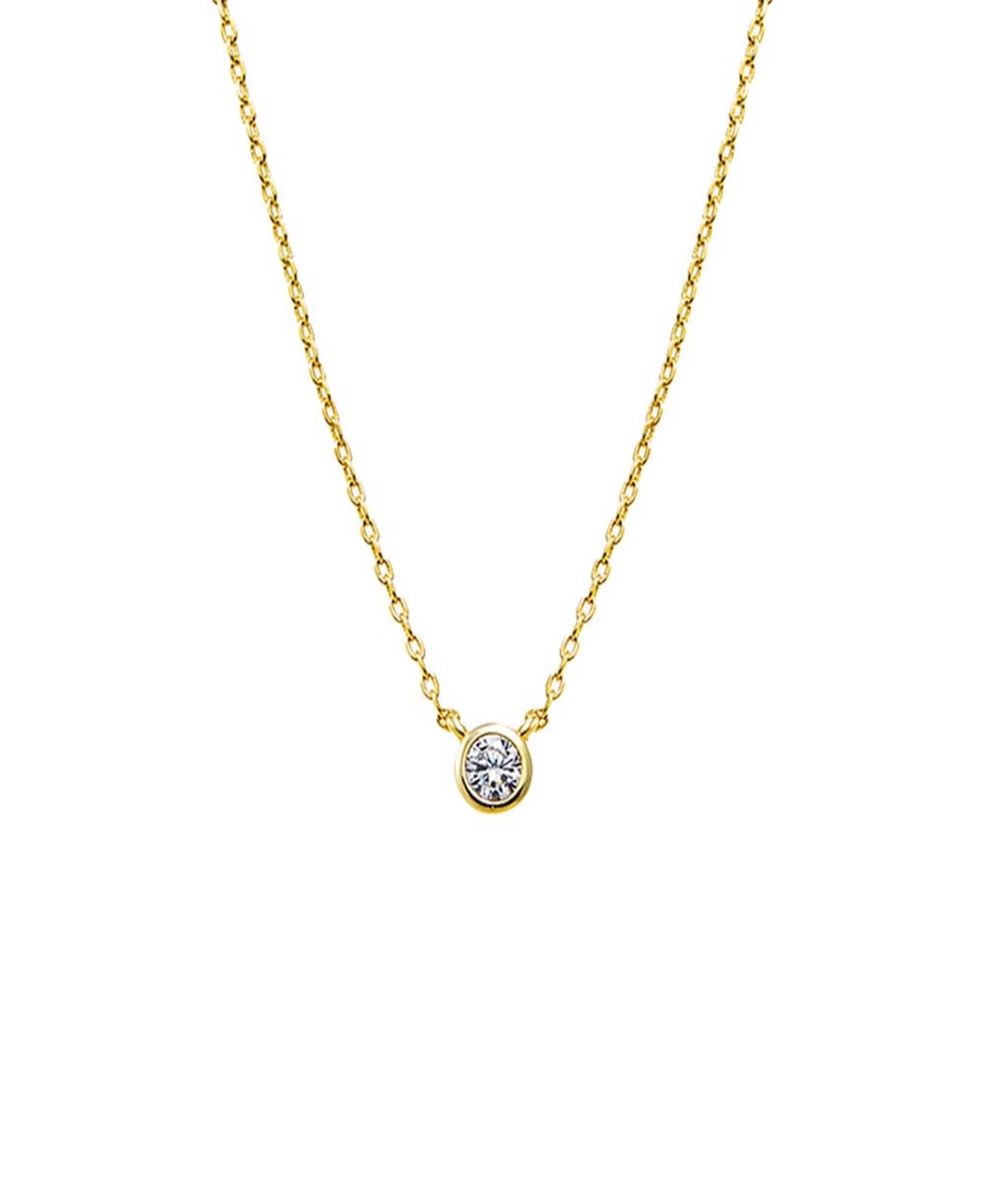 Mini Cubic Zirconia Bezel Pendant Necklace - Gold