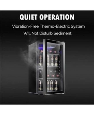 26-Bottle Wine Cooler / 130-Can Beverage Fridge — Clear Glass Door, Quiet Compressor, Freestanding 3.2 cu ft Mini Wine Cellar
