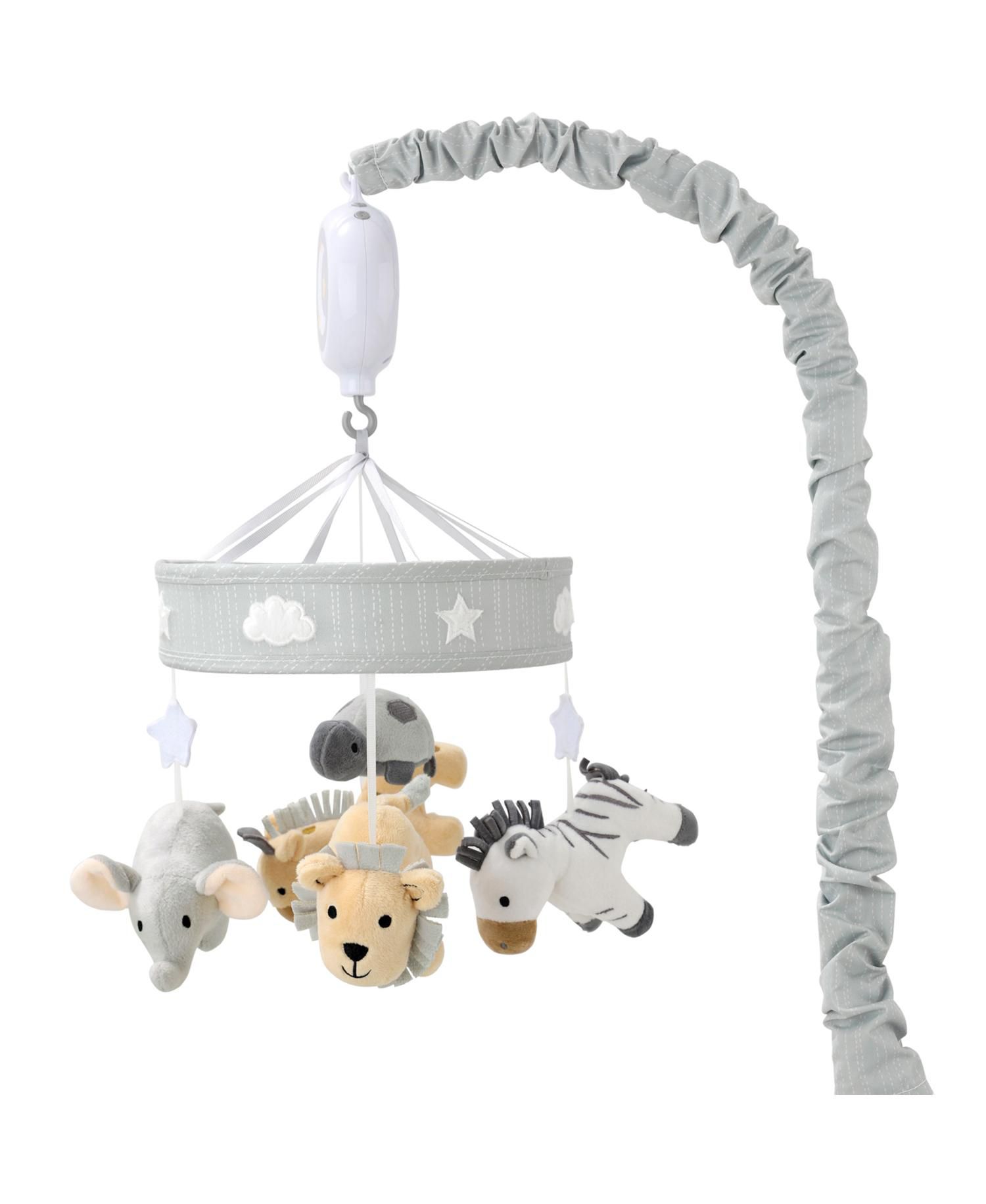Safari Musical Baby Mobile Crib with 12 Soothing Lullabies, Grey Safari Celestial