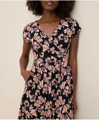 Women's Organic Cotton Fit & Flare Crossover Dress