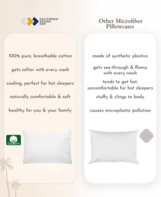 Soft & Cooling Sateen Cotton Set of 2 Pillowcases, Standard/Queen