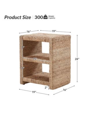 Dominik Coastal 24" Side Table with 2 Two Open Shelves