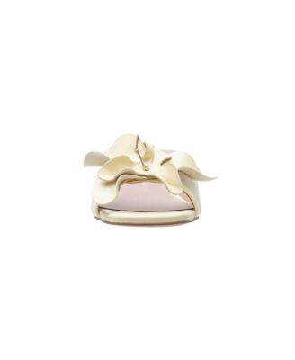 IDALIA Women's Flower Embellished Nappa Leather Slides