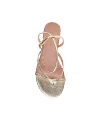 LUZ Women's Strappy Ankle Wrap Flat Leather Sandals