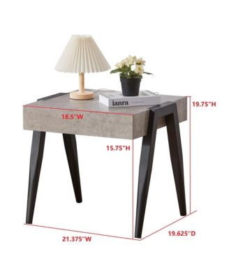 Camden Marble-Style Wood Side End Table, Nightstand, Sofa Table with Metal Legs for Living Room, Black/Gray