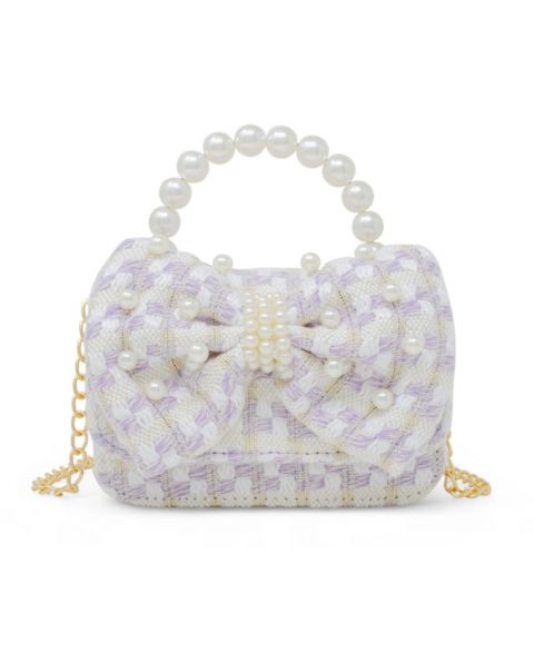 Сумка Tiny Treats + Zomi Gems Tweed Jumbo Pearl Bow Handbag, Pink для девочек, цвет: Фиолетовый