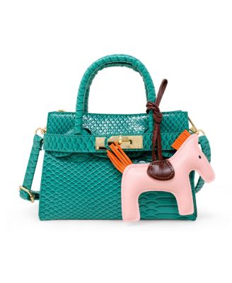 Girls Crocodile Pony Handbag, Orange