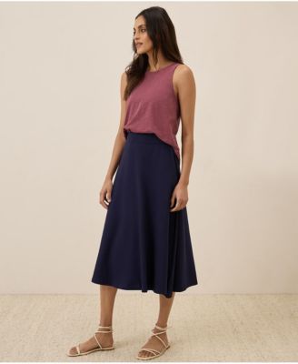 Women's Organic Cotton Fit & Flare Midi Skirt
