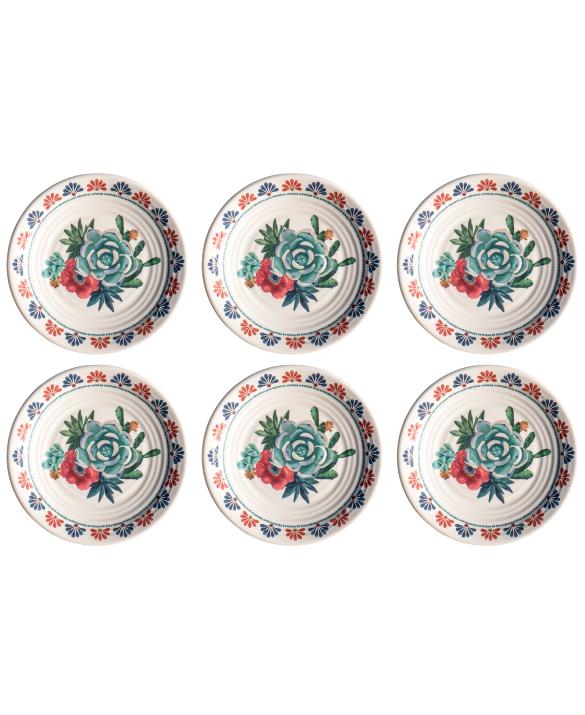 Desert Succulent 6-Pc. Salad Plates, Service For 6 - Cream