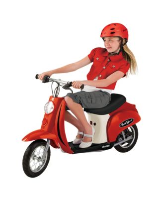 Pocket Mod Miniature Euro 24 Volt Electric Retro Scooters, 1 Red & 1 Black