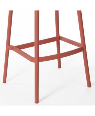 Stackable Polypropylene Resin Plastic Outdoor Patio Bar Stools (Set of 2)