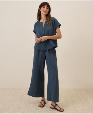 Women's  Cotton Coastal Double Gauze Short Sleeve Popover