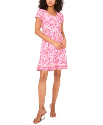 MSK - Women's Paisley-Print Flounce-Hem Shift Dress
