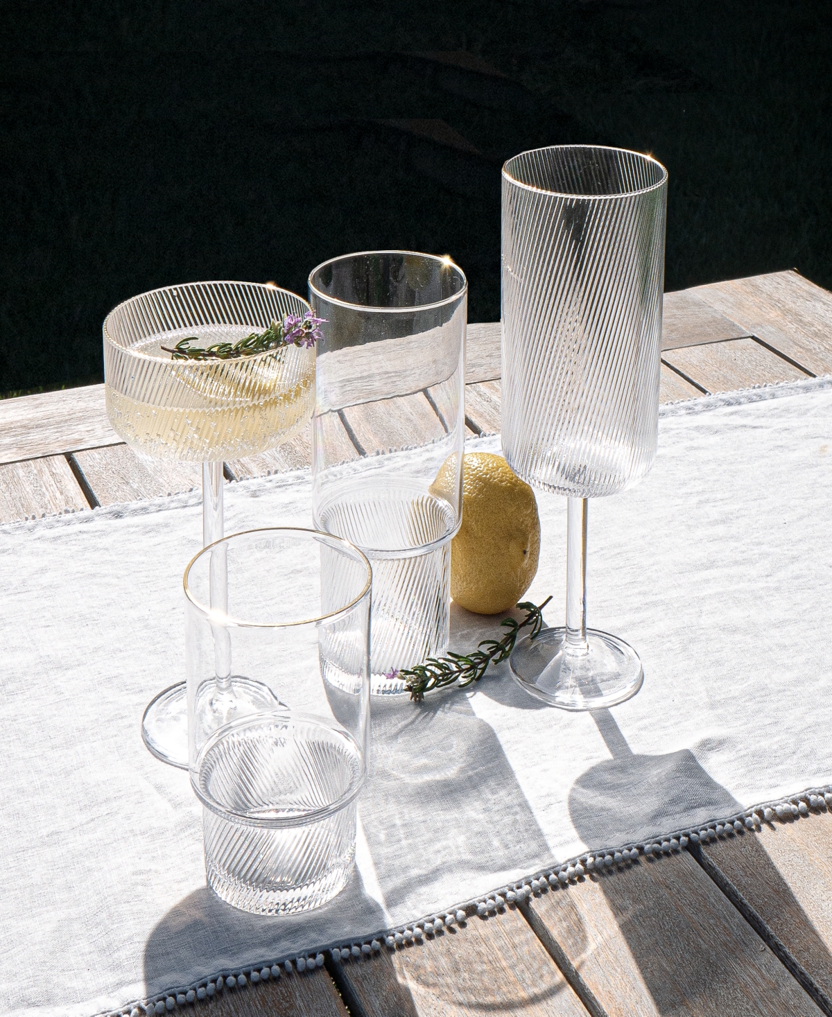 TARHONG STAX OPTIC TWIST GOBLET GLASSES, SET OF 6 