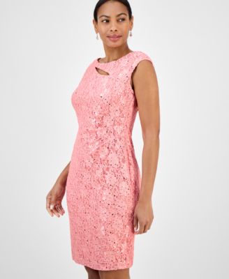 Petite Lace Cutout Sleeveless Sheath Dress
