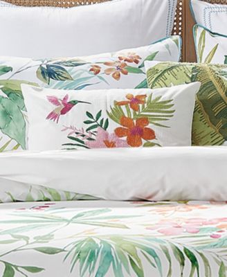 Hummingbird Grove Crewel Stitch Floral Decorative Pillow, 14" x 18"